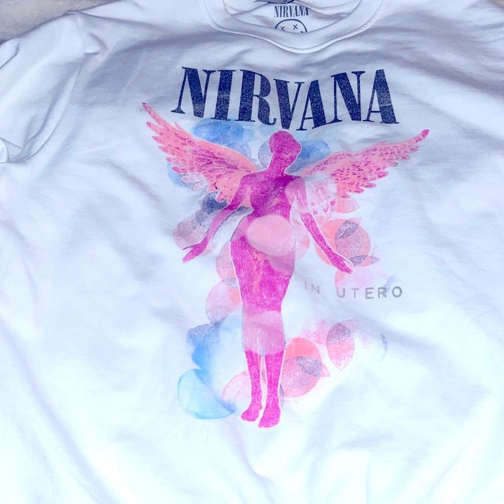 Nirvana white sweatshirt pink angel women’s 2XL new with tags